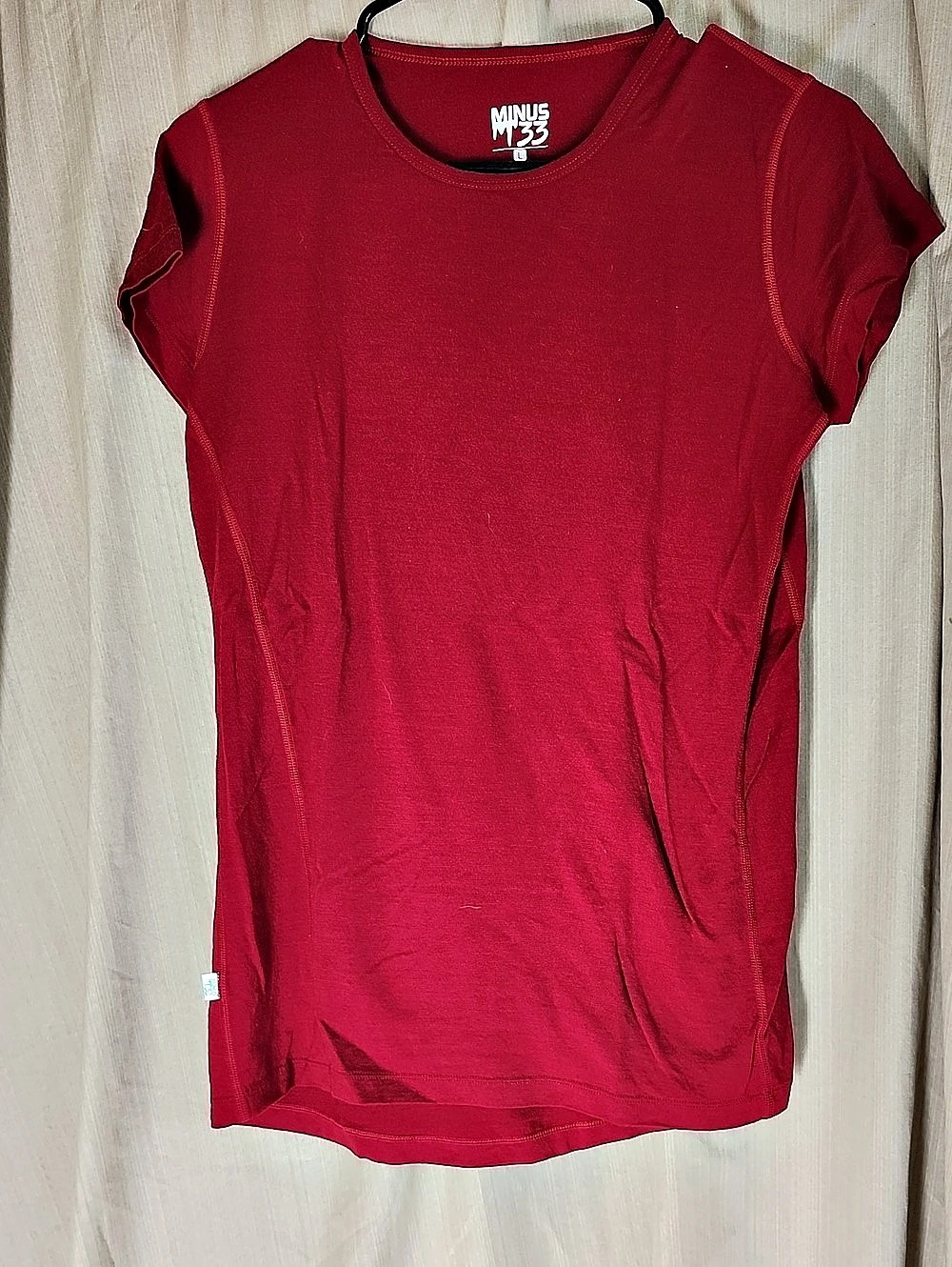 Minus33 Appalachia Lightweight Short Sleeve Crew Merino Tee Red Large